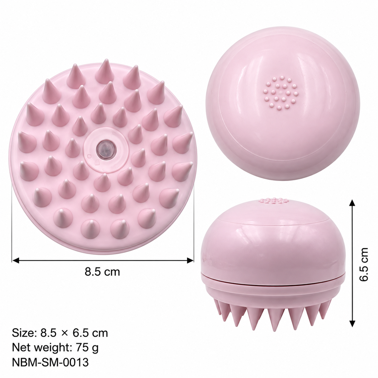 Pink Round Scalp Massage Shampoo Brush NBM-SM-0013